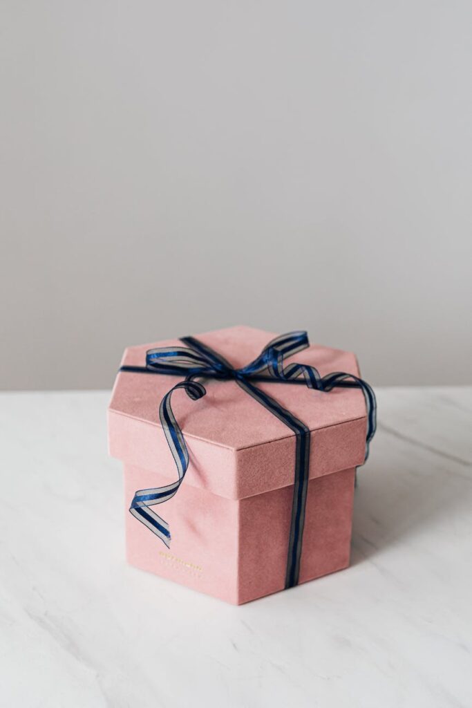 gift box decorated with ribbon bow for present
